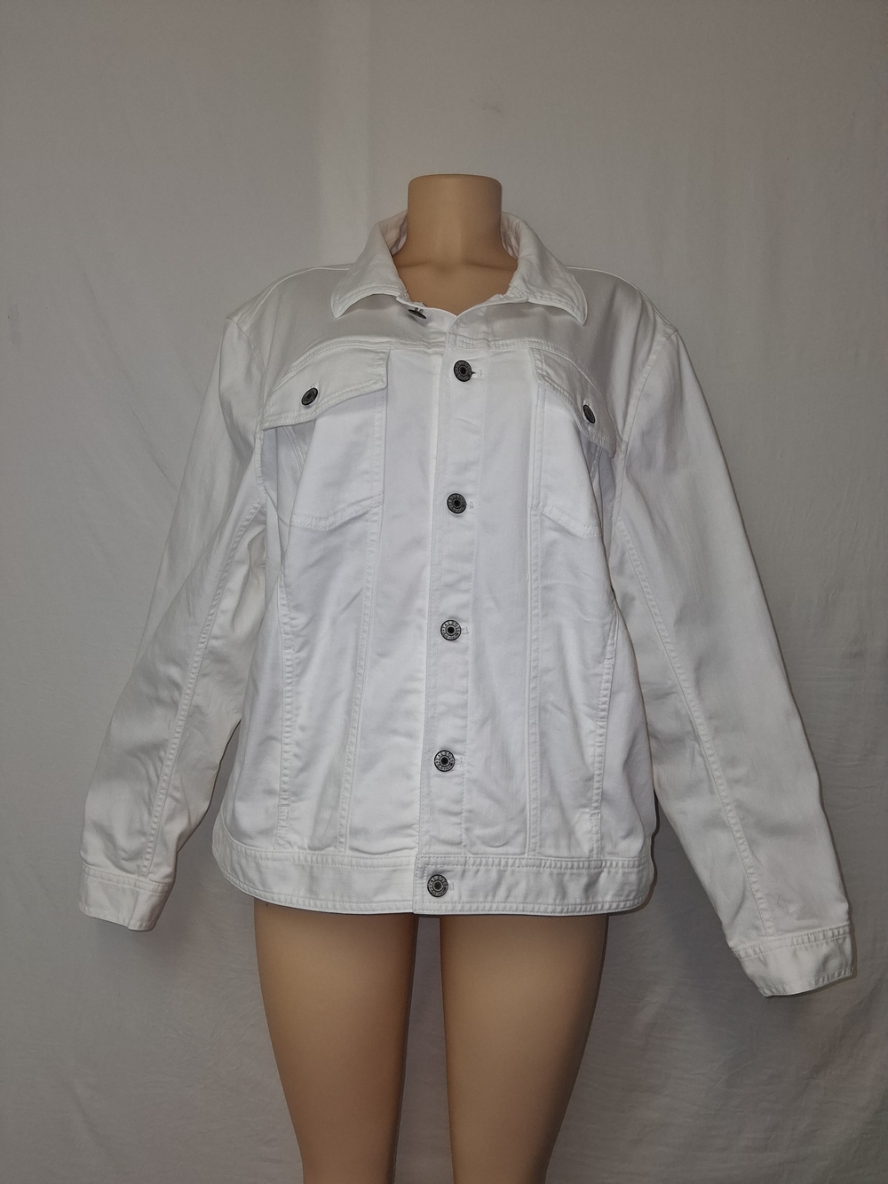 Talbots White Denim Jean Jacket - Classic Button Front
